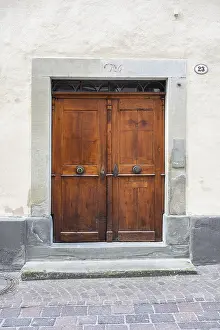 European Traditional Building Style Stampe: An old front door made of solid wood