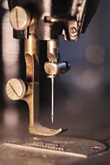 Old Sewing Machine Stampe: Detail of an old sewing machine