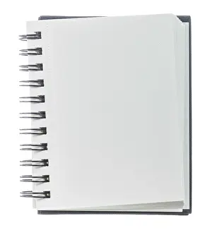 Stationery Items Stampe: Opened blank notepad isolated on white