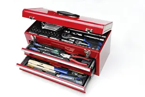 Red Toolbox Stampe: Opened tool Box