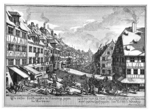 Traditional German Crafts Stampe: The outer runner-streets of Nuremberg against the gate