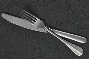 Cutlery Set Stampe: Overhead view of fork and knife