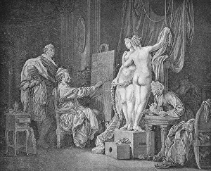 Copper Engraving Artist Stampe: The painter and his two models