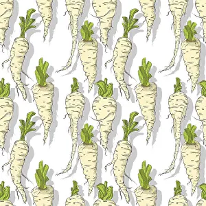 Healthy Eating Symbols Stampe: Parsnip roots repeating pattern