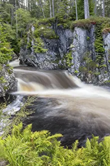 Deserted River Landscape Europe Stampe: Pattack Falls and rapids, waterfall on the Pattack River