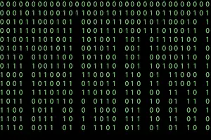 Dark Background Design Stampe: Pattern with binary code on dark background