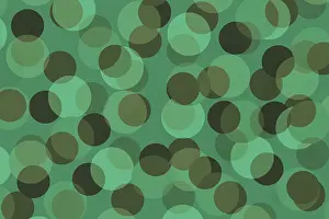 Contemporary Illustration Style Stampe: A pattern of overlapping translucent green circles creates a vibrant