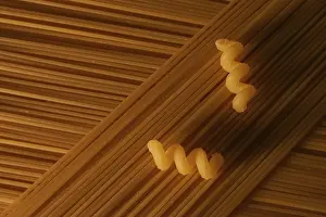 Empty Pasta Dish Stampe: Patterned pasta made from spaghetti and spirelli