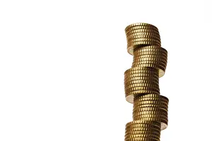 Euro Coin Stack Stampe: Patterned stack of euro coins, stack of money
