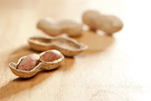 Wood Background Images Stampe: Peanuts on wood background with dramatic lighting