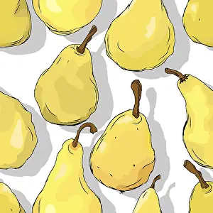 Deciduous Tree Art Stampe: Pears repeating pattern, editable vector template