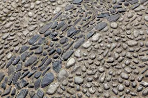 Deserted City Street Photography Stampe: Pebble paving, background, texture