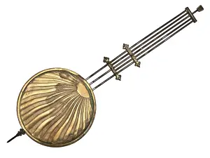 White Studio Background Stampe: Pendulum of the old clock against the white background