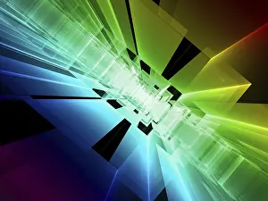 Technology Background Image Stampe: Perspective technology background with rainbow gradient