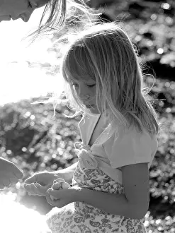 Black And White Beach Scene Stampe: Picking /collecting shells