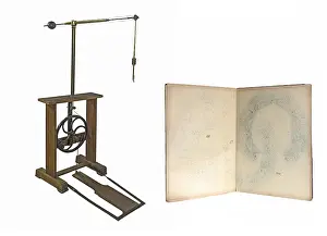 Central Europe Historic Landmark Stampe: Piercing machine and pattern sheet around 1900