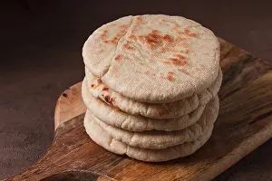 Pita Bread Stack Stampe: Pita bread, stack, on the table, no people