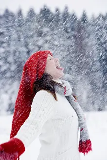 Winter Recreational Activity Stampe: Playing in the snow - looking up