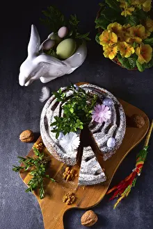 Easter Dessert Photography Stampe: Polish Easter cake with nuts and chocolate