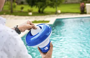Hand Hygiene Stampe: Pool float and chlorine tablets for pool maintenance
