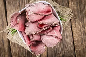 Savory Meat Dish Stampe: Portion of sliced Roastbeef (selective focus)