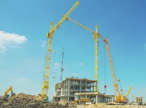 Contemporary Cityscape View Stampe: Process of construction
