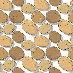 Healthy Eating Symbols Stampe: Potatoes repeating pattern, editable vector template