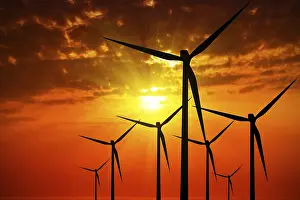 Windmill Sunset Stampe: Power on the sunset