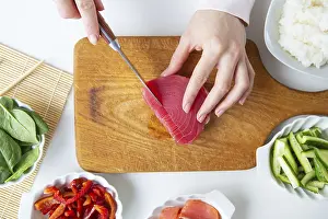 Sushi Preparation Stampe: In the process of making sushi