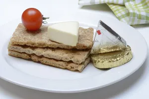 No People Grocery Shopping Stampe: Processed cheese on crispbread, opened and packed
