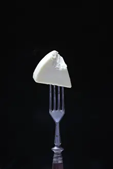 Grocery Store Dairy Products Stampe: Processed cheese on fork, bitten into