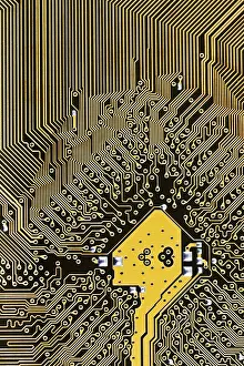 Computer Motherboard Stampe: Processor mainboard circuit board background close up