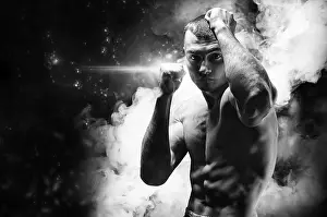 Professional Boxer Stampe: Professional boxer posing in the studio