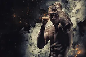 Professional Boxer Stampe: Professional boxer posing in the studio