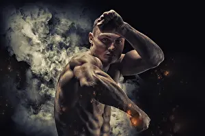 Professional Boxer Stampe: Professional boxer posing in the studio