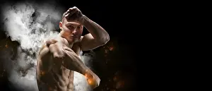 Professional Boxer Stampe: Professional boxer posing in the studio