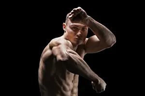 Professional Boxer Stampe: Professional boxer posing in the studio