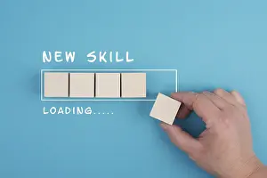 Education Concept Stampe: Progress bar with the words new skill loading