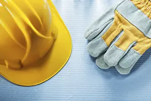 Blue Background Studio Shot Stampe: Protective gloves for construction