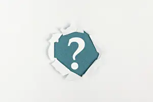 Symbolic Picture Meaning Stampe: Question mark on paper background