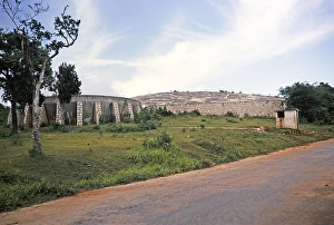 Deserted Water Reservoirs Stampe: A rain catcher structure in the landscape near Mandeville, Jamaica, 1970, Central America