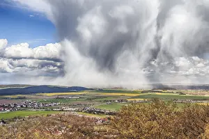 Natural Preserve Scenery Stampe: Rain cloud with downpour