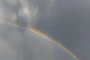 Bas Rhin Deserted Landscape Stampe: Rainbow appears in rain clouds in spring
