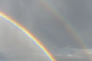 Bas Rhin Deserted Landscape Stampe: Rainbow appears in rain clouds in spring