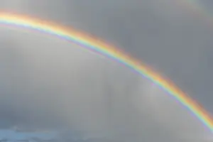 Cloudy Atmospheric Mood Stampe: Rainbow appears in rain clouds in spring