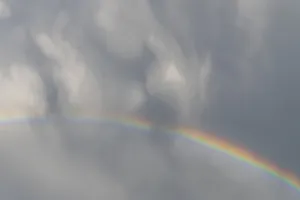 Bas Rhin Deserted Landscape Stampe: Rainbow appears in rain clouds in spring