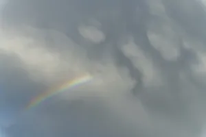 Cloudy Atmospheric Mood Stampe: Rainbow appears in rain clouds in spring