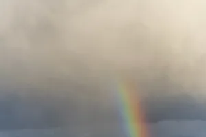 Bas Rhin Landscape Stampe: Rainbow appears in rain clouds in spring