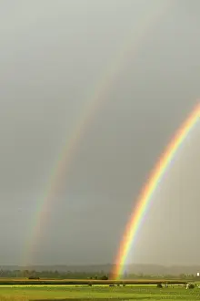 Upper Bavarian Landscape Stampe: Rainbow over fields, Geretsried