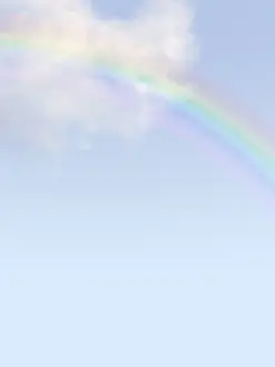 Blue Sky Weather Stampe: Rainbow, partially covered by a cloud